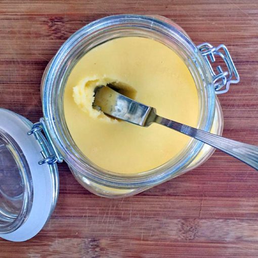 Ghee is pure butterfat - a type of clarified butter.