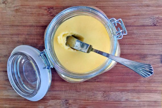 Ghee is pure butterfat - a type of clarified butter.