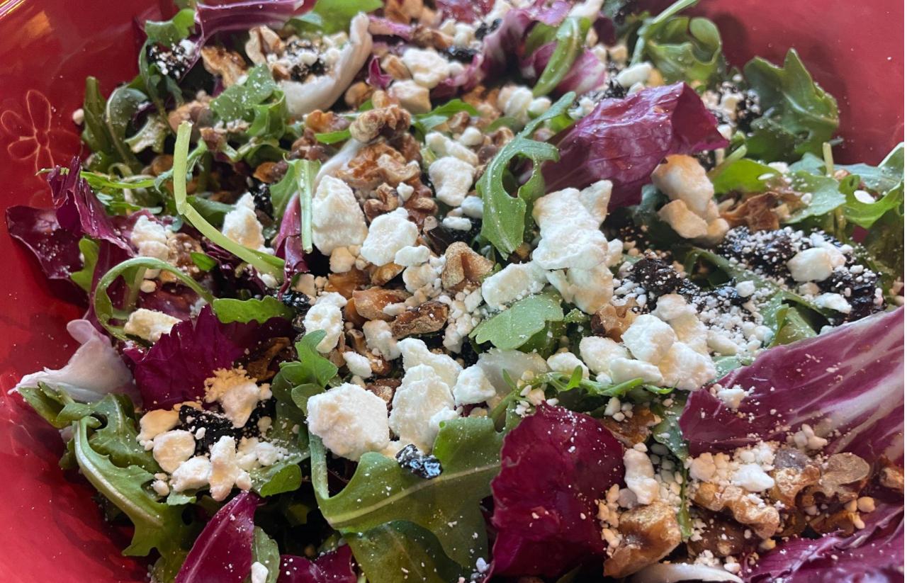 festive salad with walnut vinaigrette