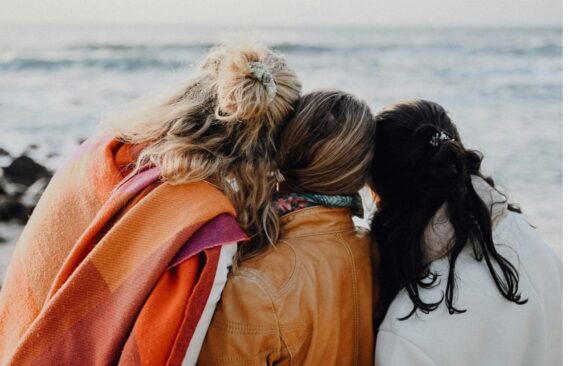 three women at the beach